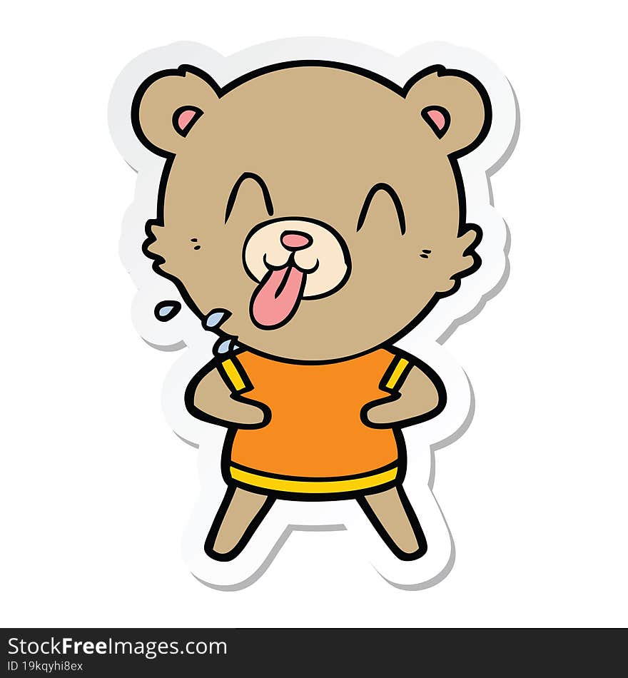 Sticker Of A Rude Cartoon Bear