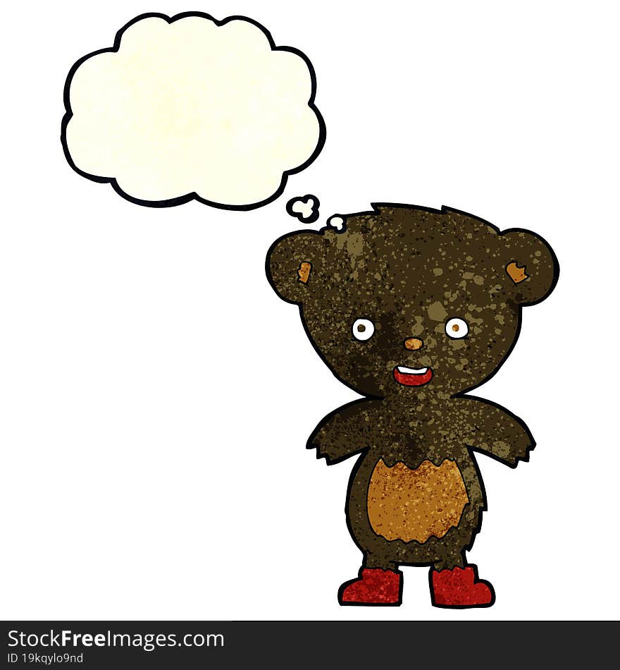 cartoon black bear cub with thought bubble