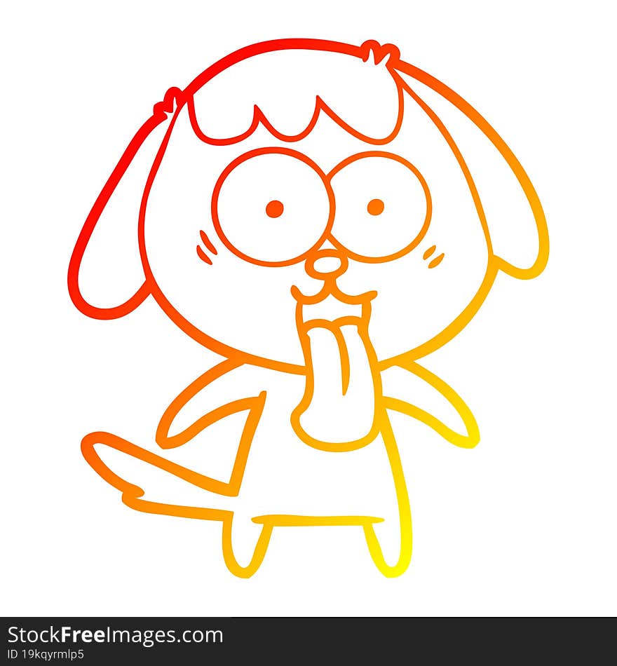 warm gradient line drawing of a cute cartoon dog