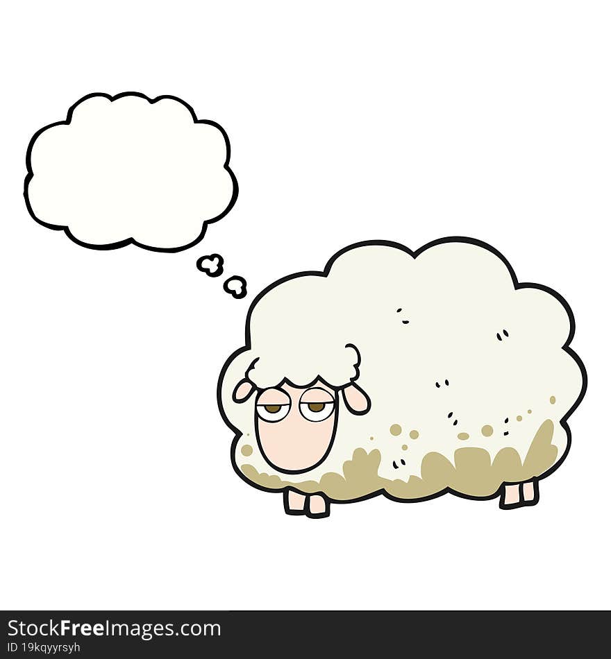 Thought Bubble Cartoon Muddy Winter Sheep