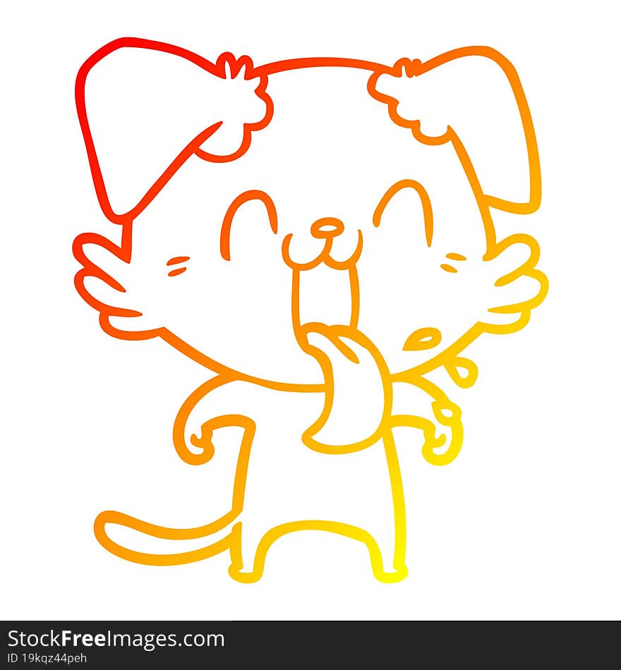 warm gradient line drawing cartoon panting dog