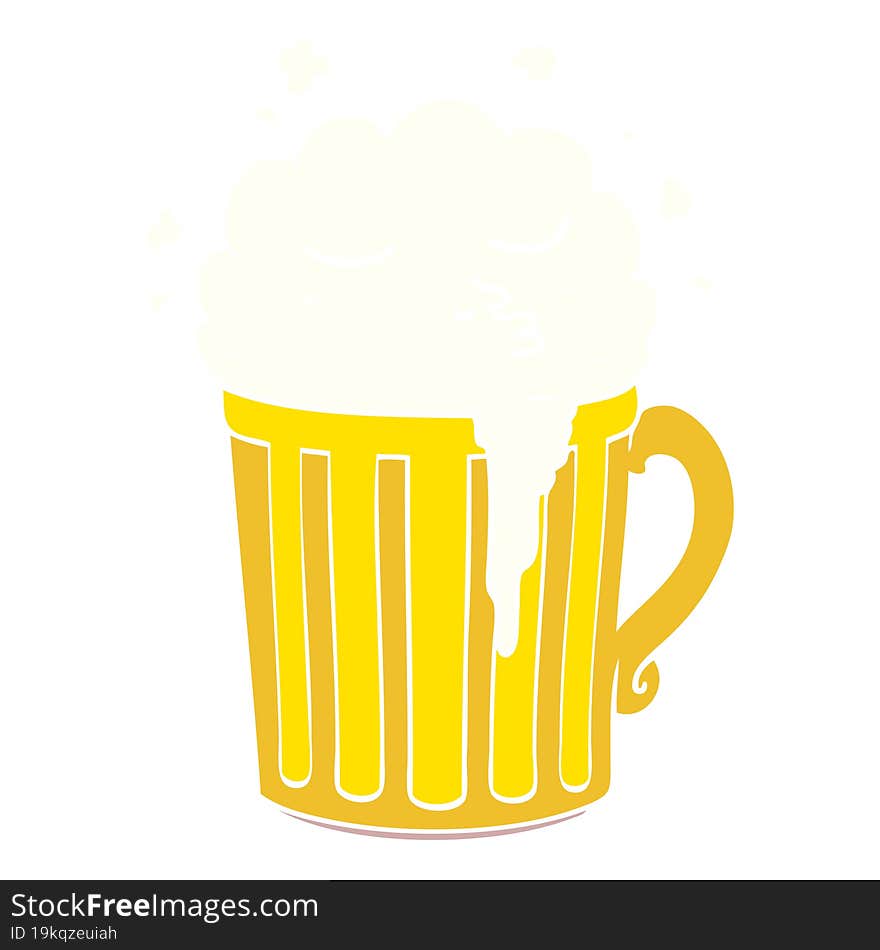 flat color style cartoon mug of beer