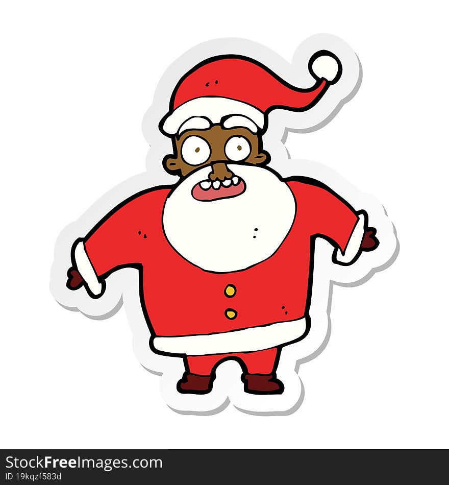 sticker of a cartoon shocked santa claus