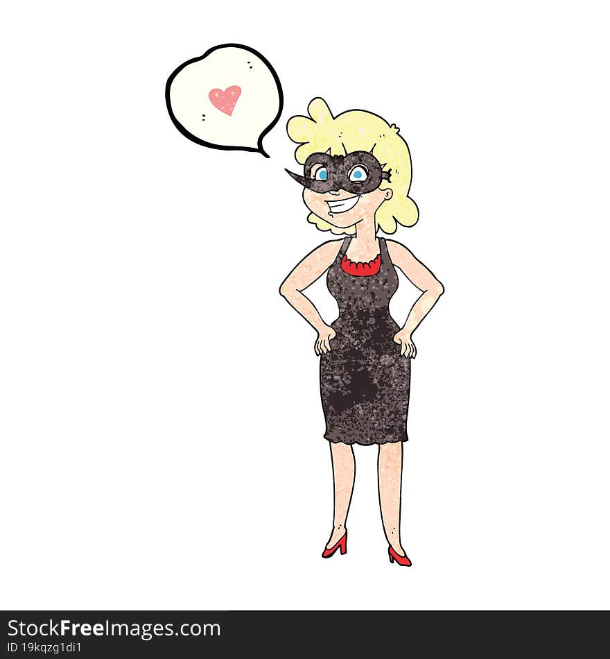 speech bubble textured cartoon woman wearing mask