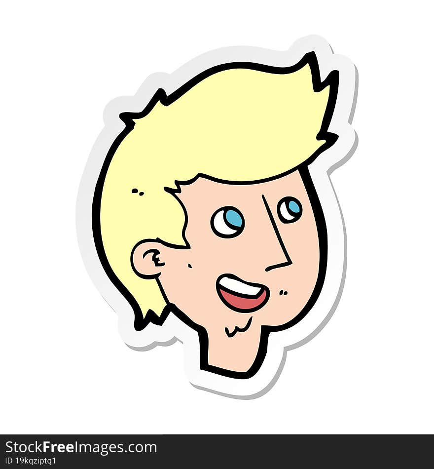 Sticker Of A Cartoon Happy Boy Face