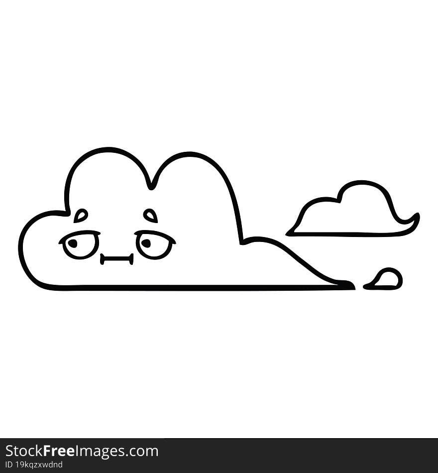 Line Drawing Cartoon White Cloud