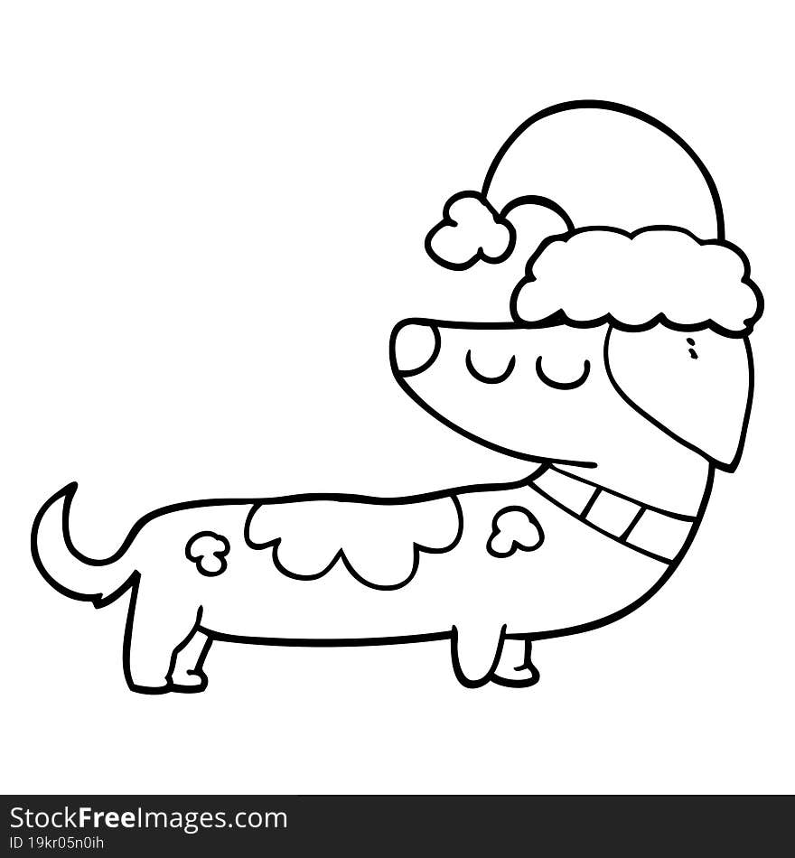 cartoon dog wearing christmas hat