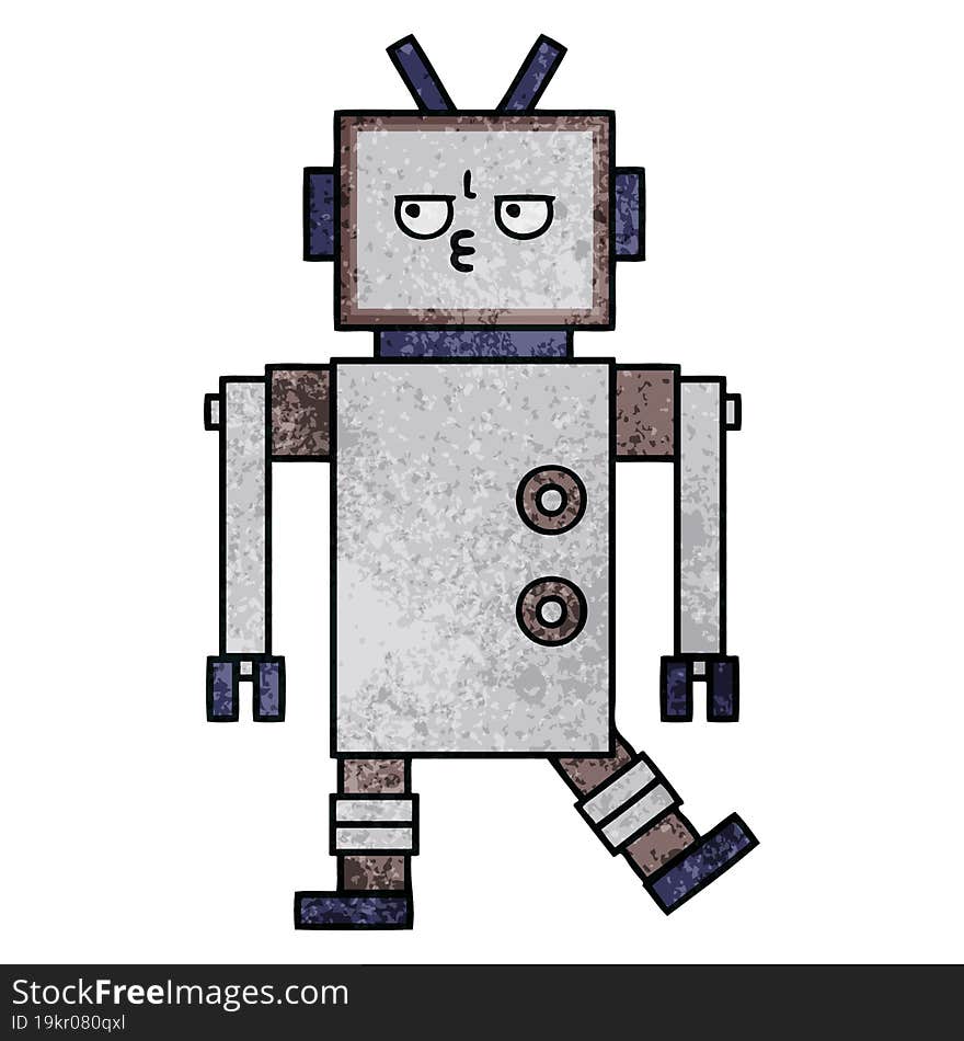 Retro Grunge Texture Cartoon Robot