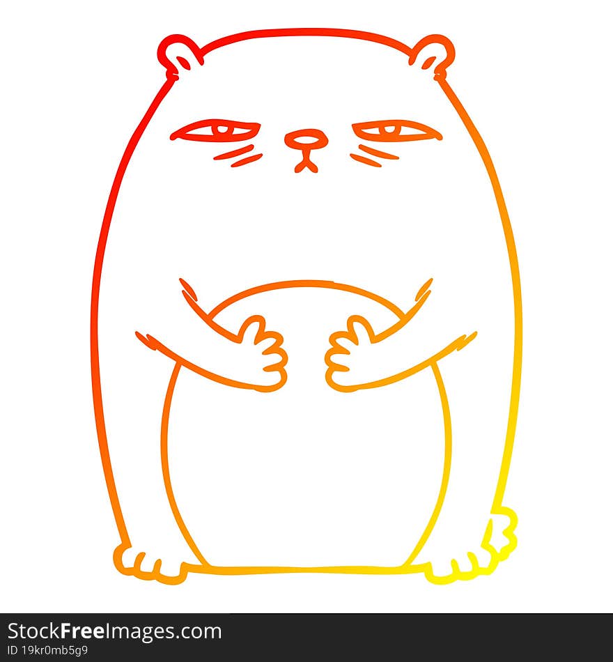 warm gradient line drawing cartoon tired annoyed bear