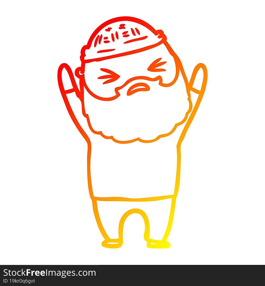 warm gradient line drawing cartoon man with beard