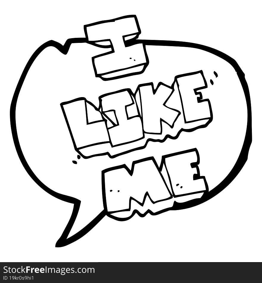 speech bubble cartoon i like me symbol