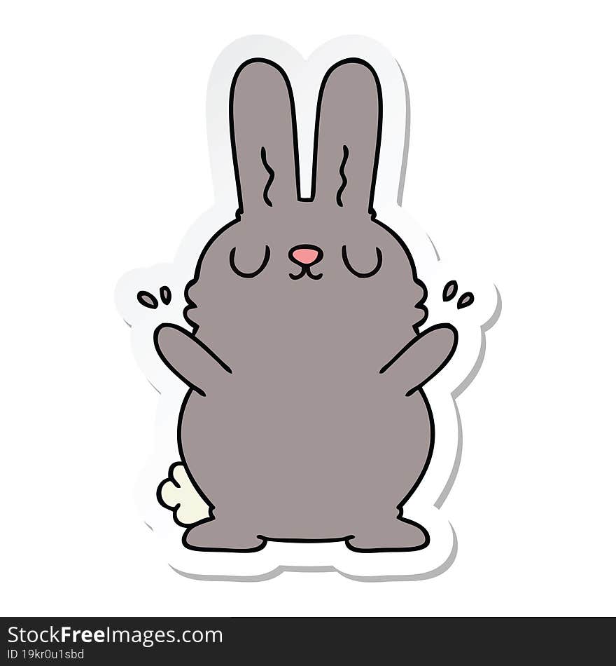 Sticker Of A Quirky Hand Drawn Cartoon Rabbit