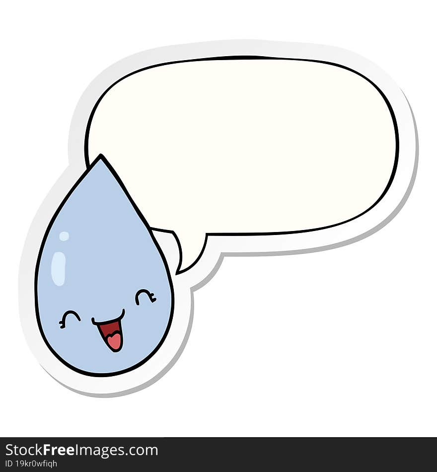 Cartoon Raindrop And Speech Bubble Sticker