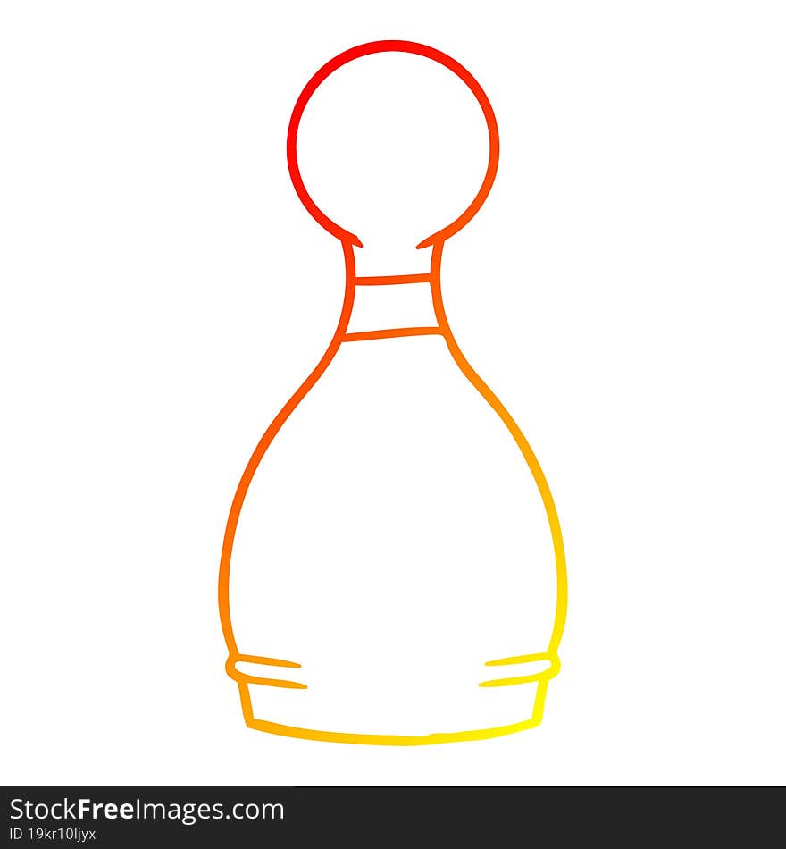 warm gradient line drawing cartoon bowling pin