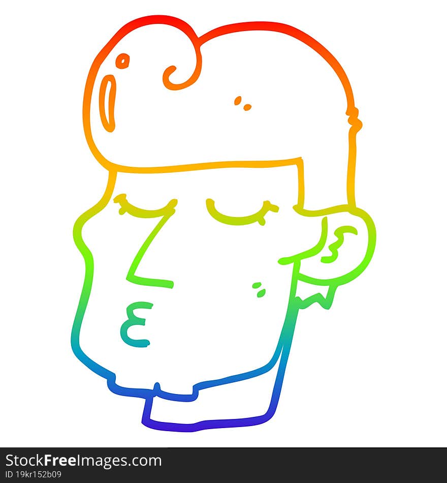 rainbow gradient line drawing of a cartoon handsome man