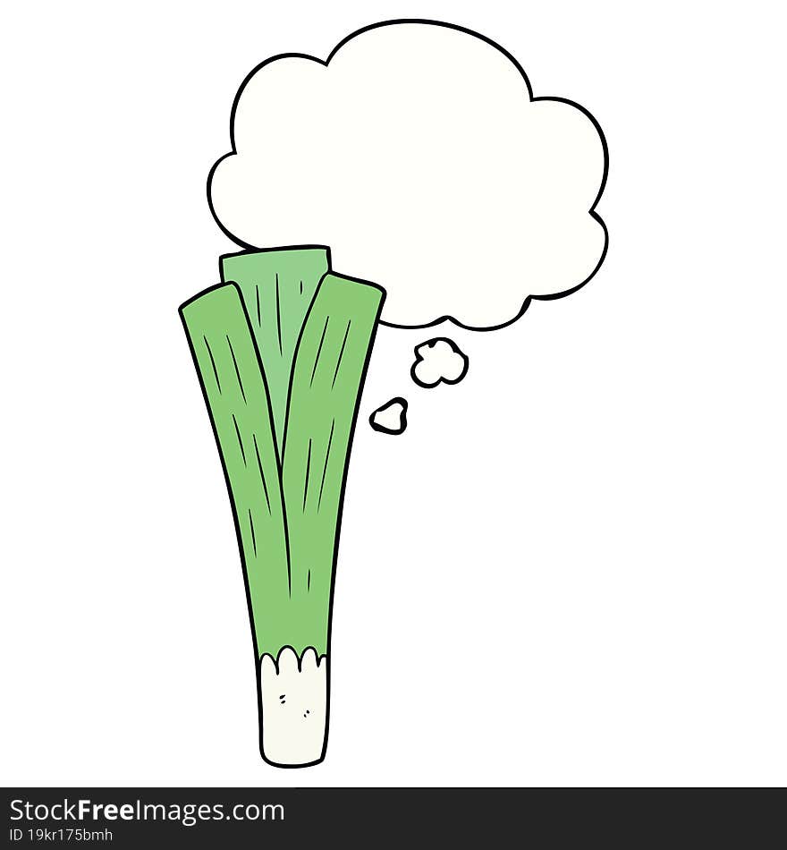 cartoon leek with thought bubble. cartoon leek with thought bubble