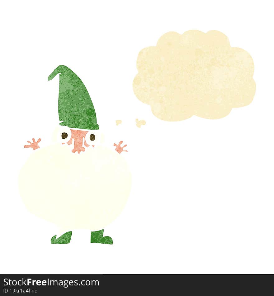 Cartoon Tiny Santa With Thought Bubble