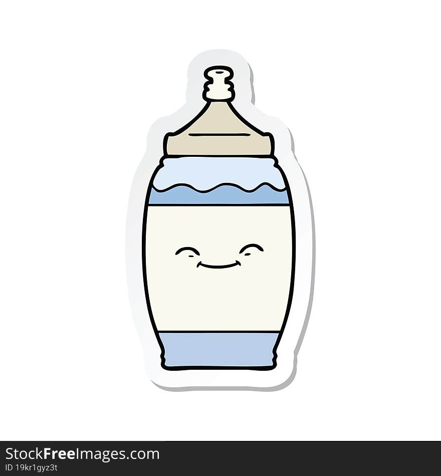 sticker of a cartoon happy water bottle