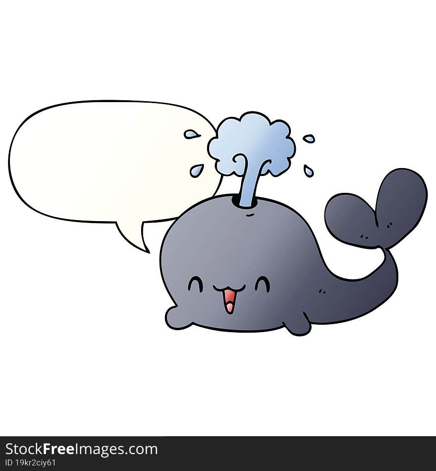 cartoon whale and speech bubble in smooth gradient style