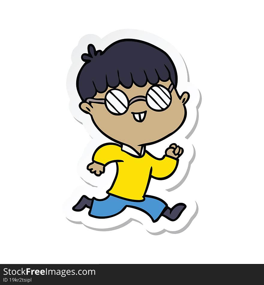 sticker of a cartoon boy wearing spectacles