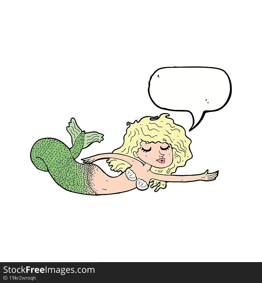 cartoon mermaid with speech bubble