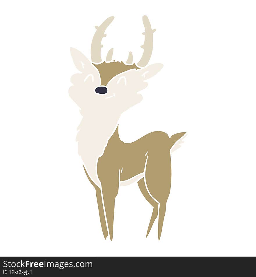 Flat Color Style Cartoon Happy Stag