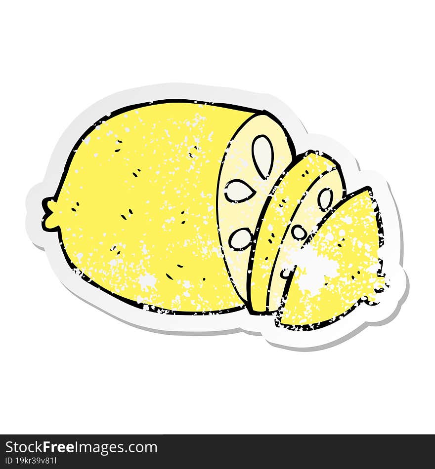 distressed sticker of a cartoon sliced lemon