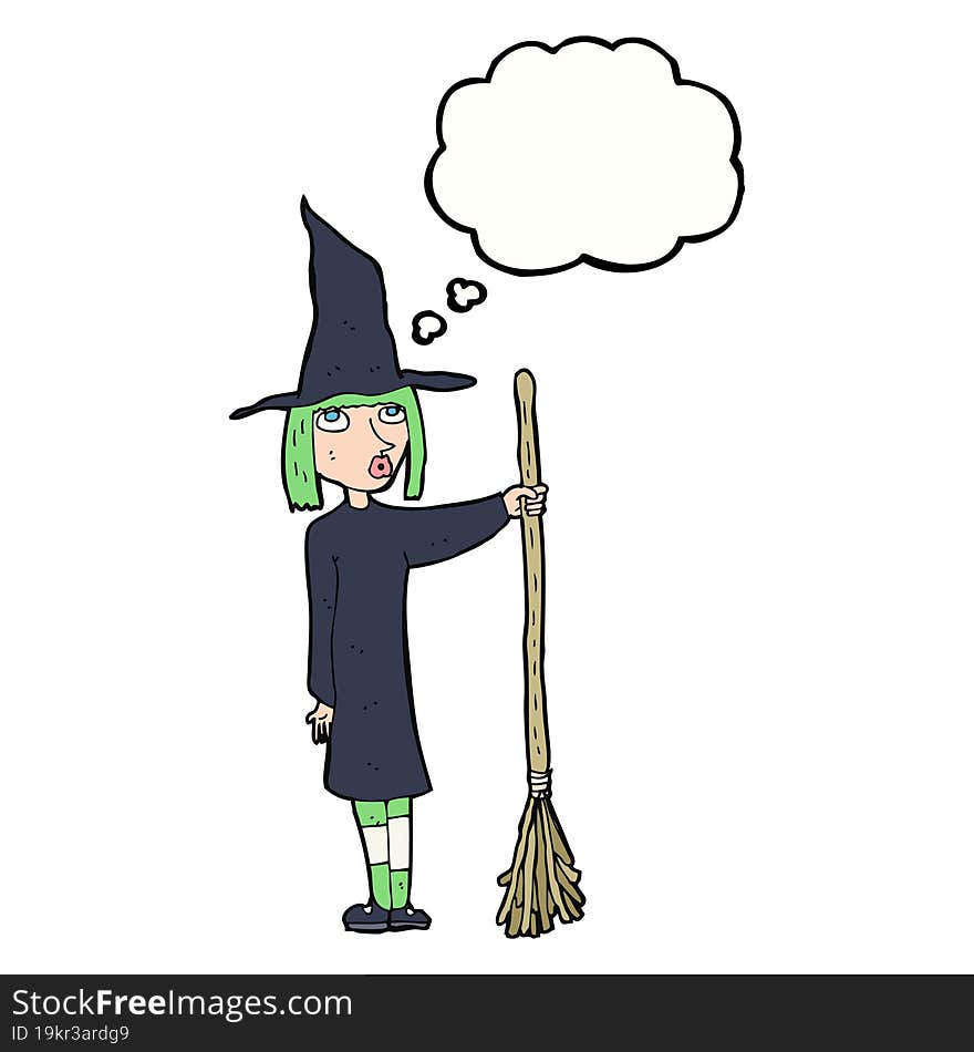 Cartoon Witch With Thought Bubble