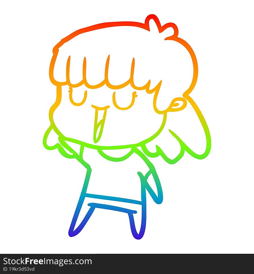 rainbow gradient line drawing of a cartoon woman