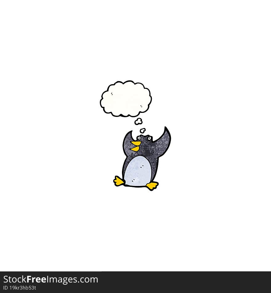 funny penguin cartoon with thought bubble