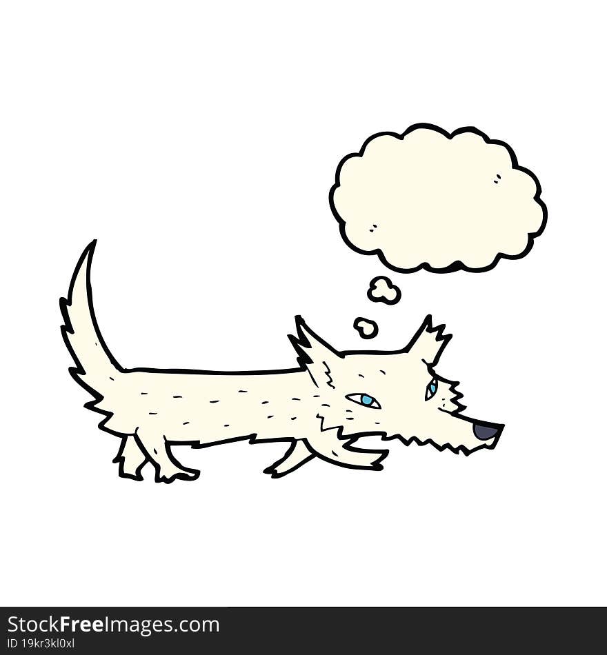 cartoon little wolf with thought bubble