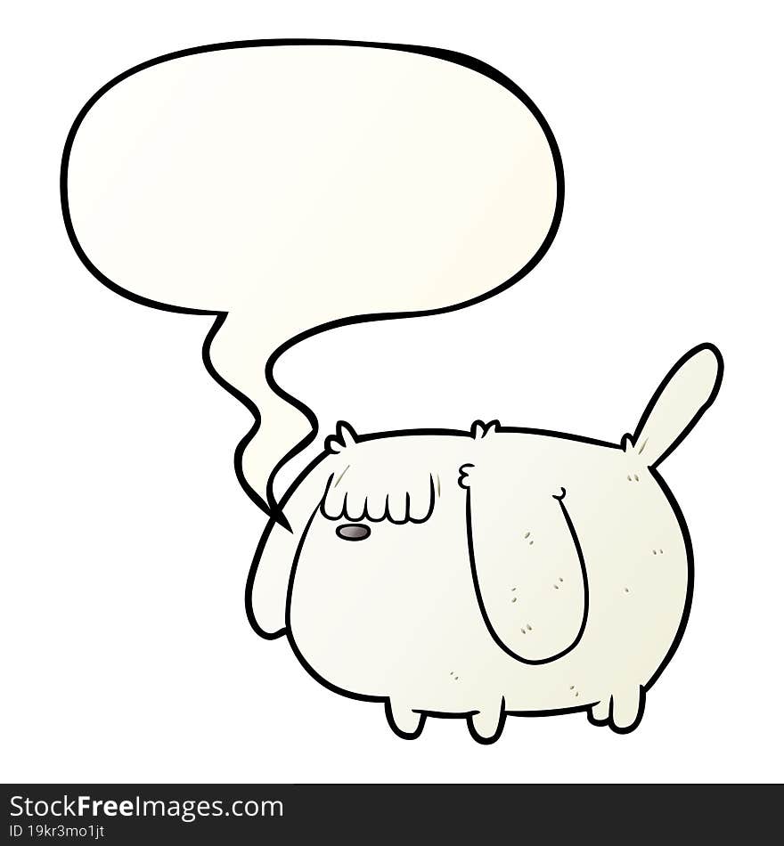 cute funny cartoon dog with speech bubble in smooth gradient style