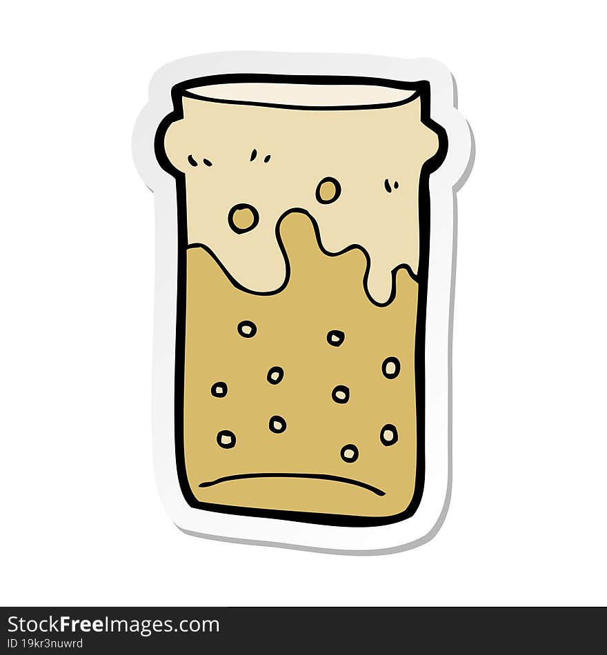 sticker of a cartoon pint of beer