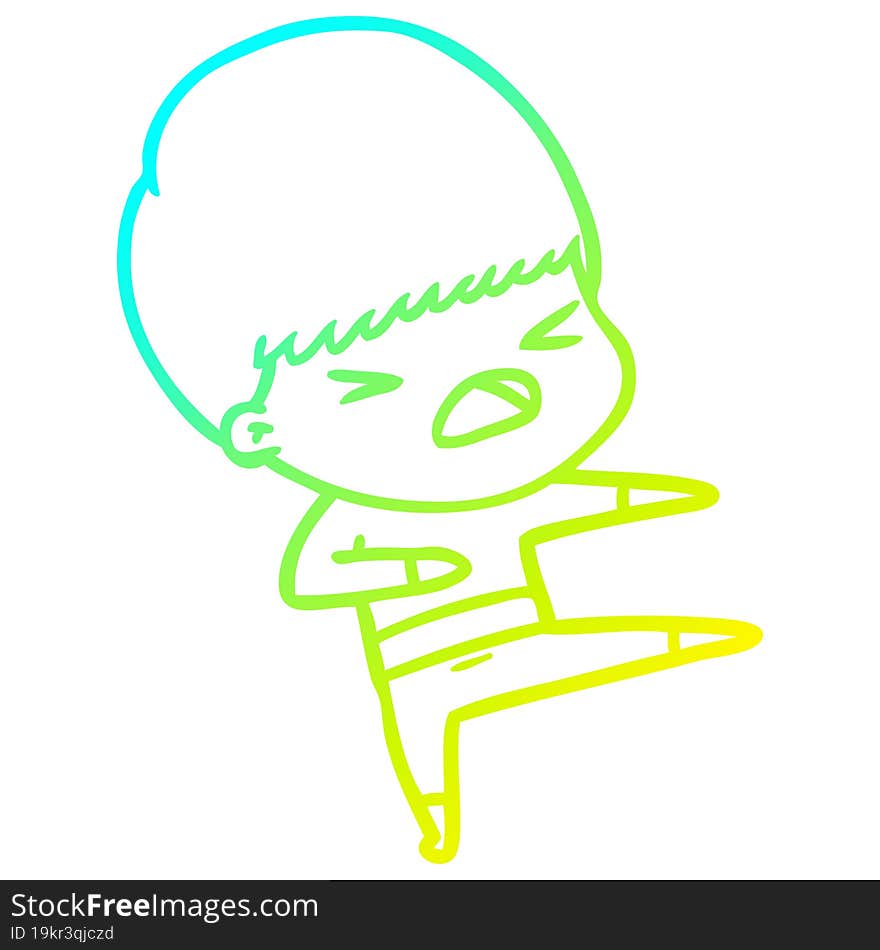 cold gradient line drawing cartoon stressed man