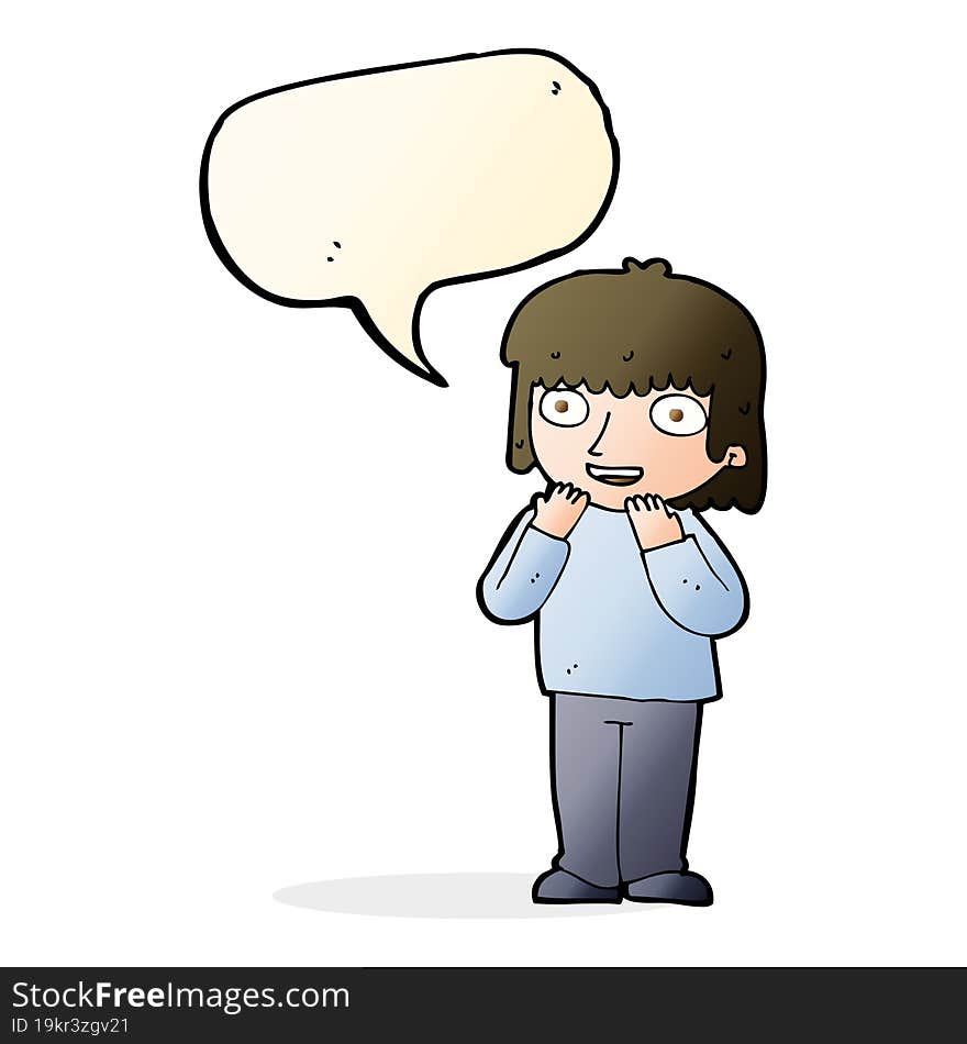 Cartoon Excited Person With Speech Bubble