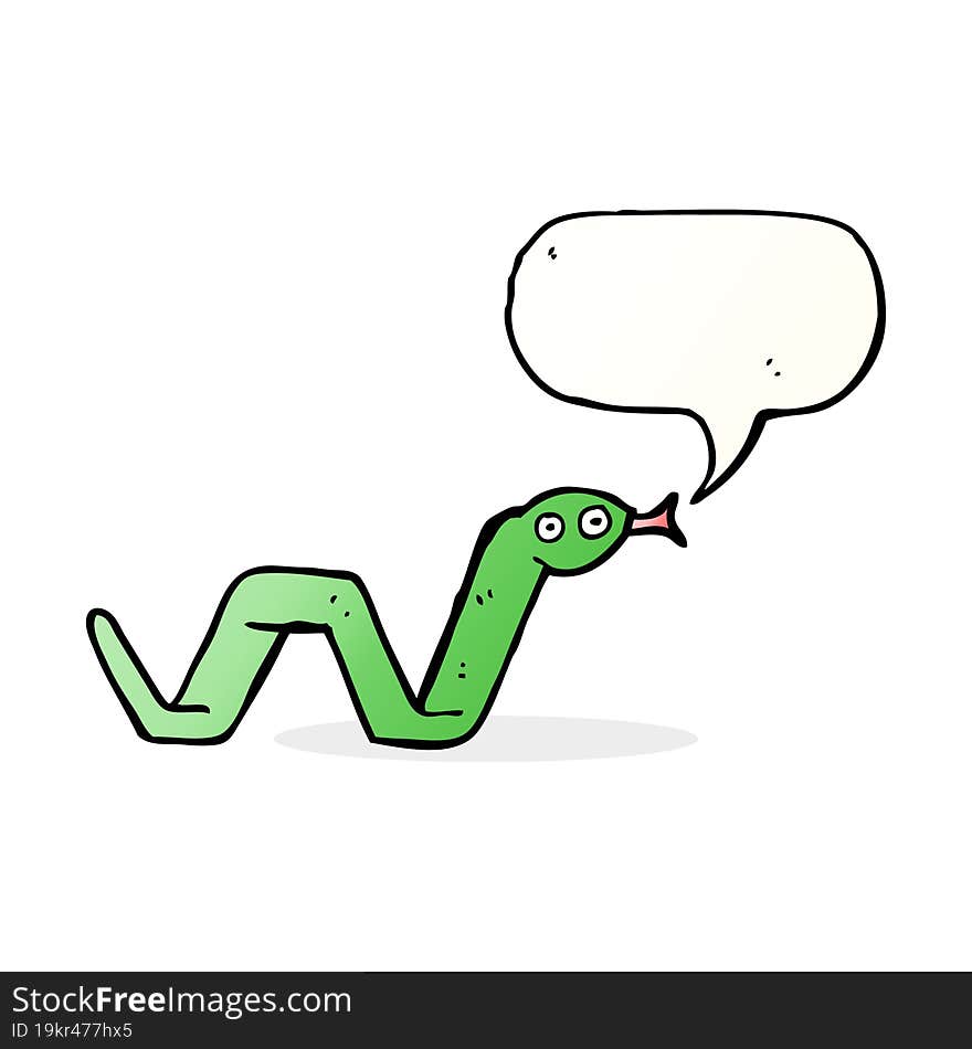 funny cartoon snake with speech bubble