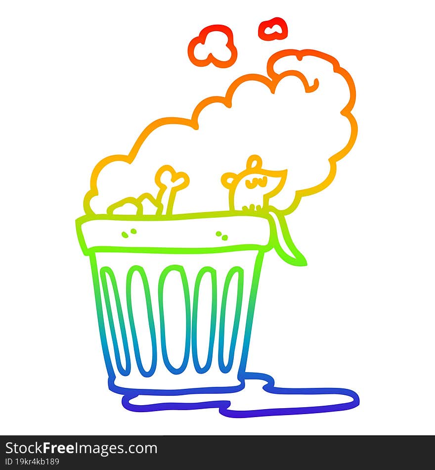 rainbow gradient line drawing cartoon smelly garbage can