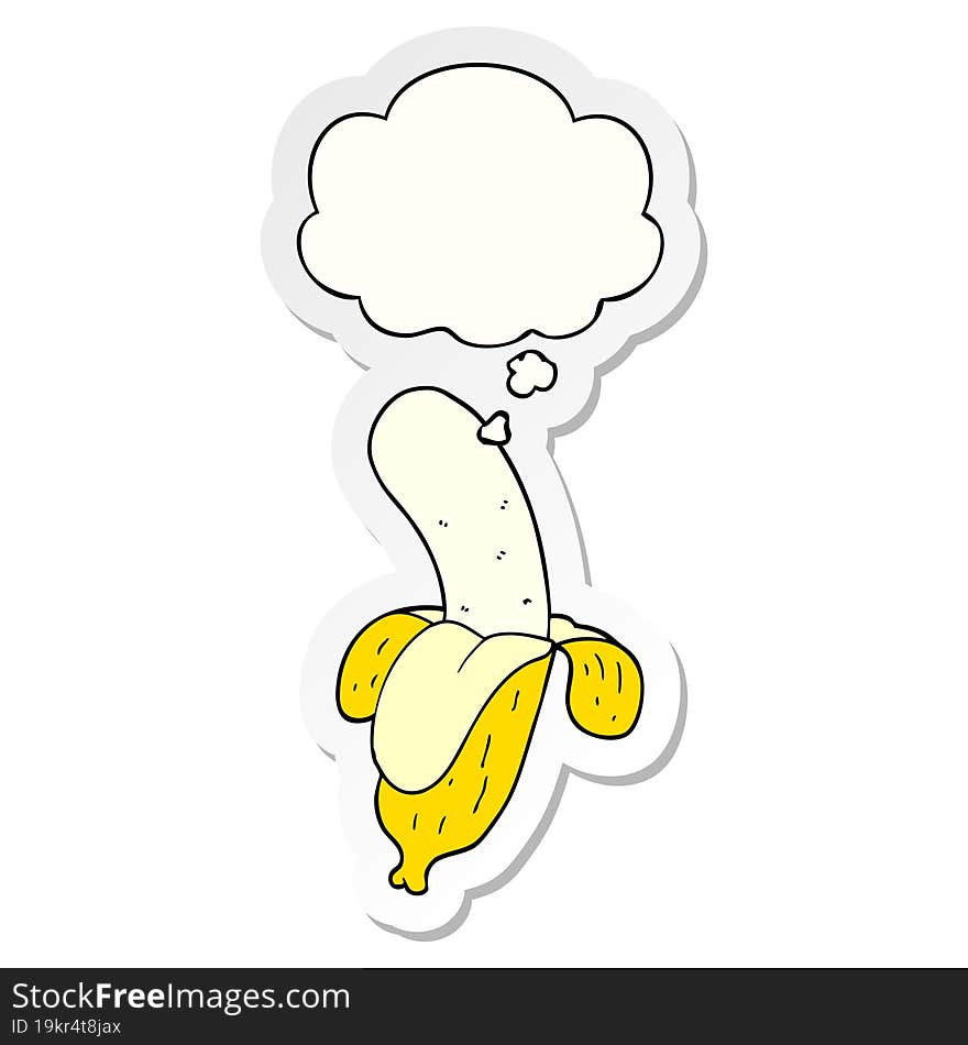 Cartoon Banana And Thought Bubble As A Printed Sticker