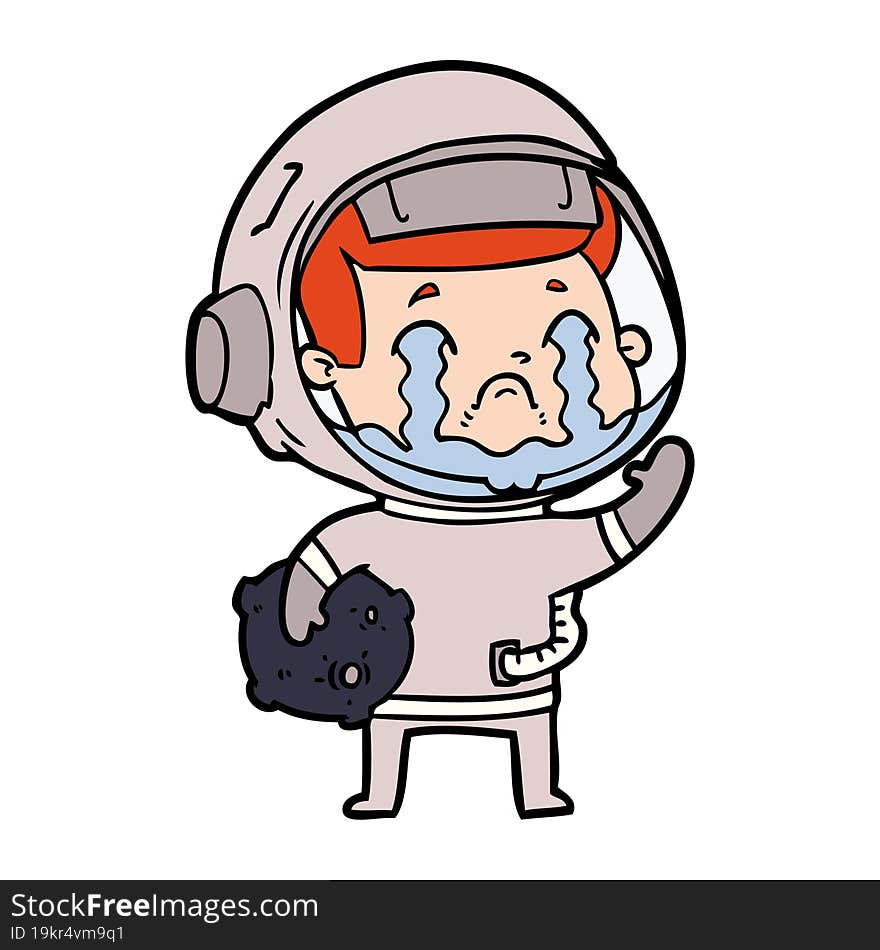 cartoon crying astronaut. cartoon crying astronaut