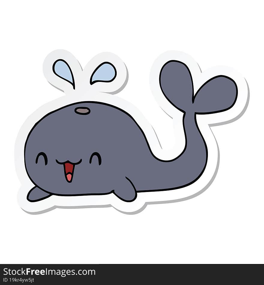 sticker of a cartoon happy whale