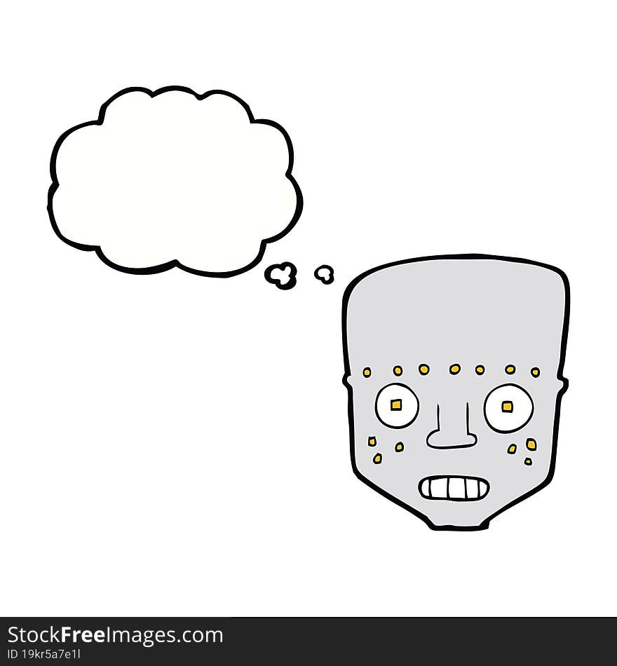 cartoon robot head with thought bubble