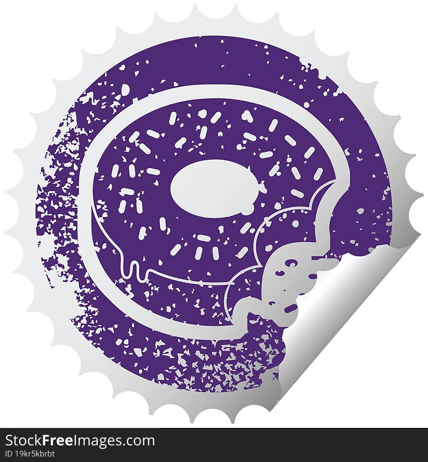 bitten frosted donut graphic distressed sticker