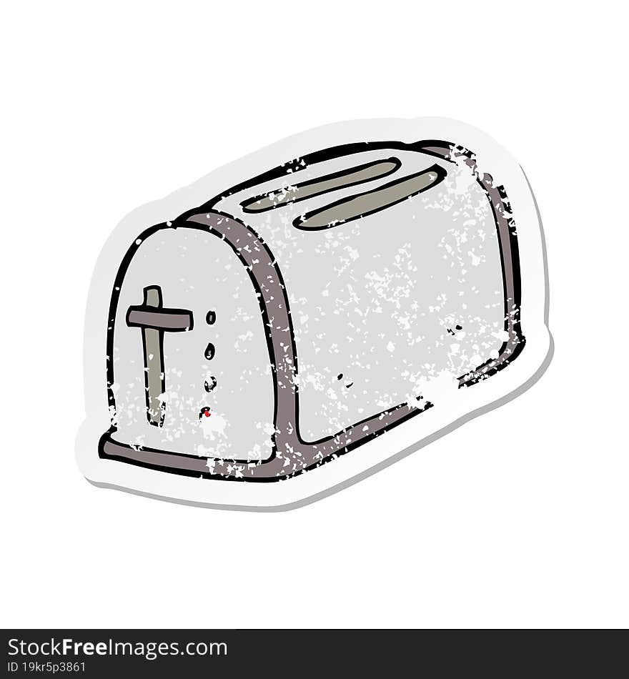 Retro Distressed Sticker Of A Cartoon Toaster