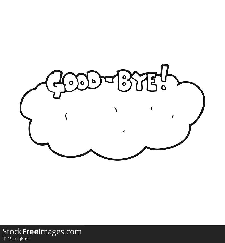 black and white cartoon goodbye sign