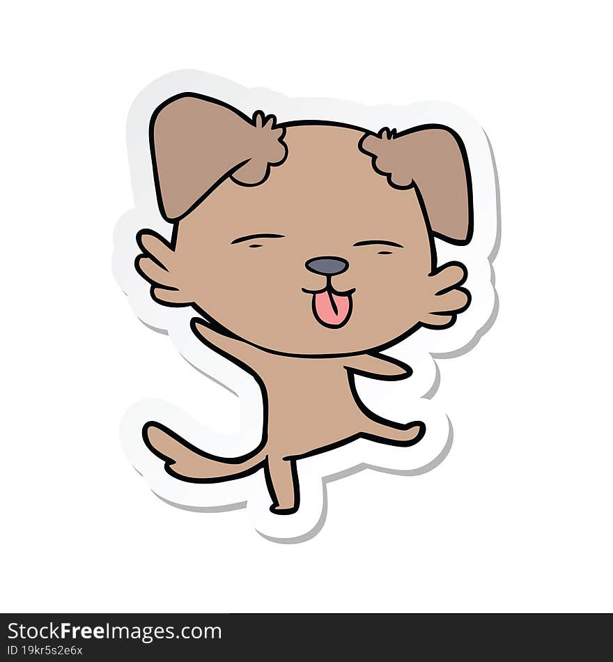 sticker of a cartoon dancing dog