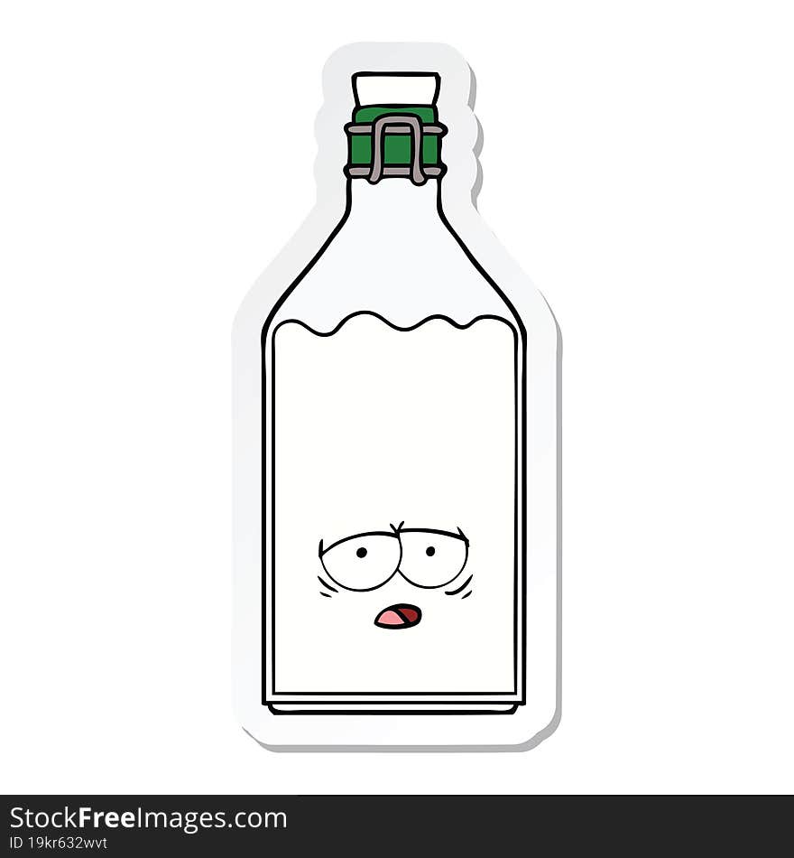 Sticker Of A Cartoon Old Milk Bottle