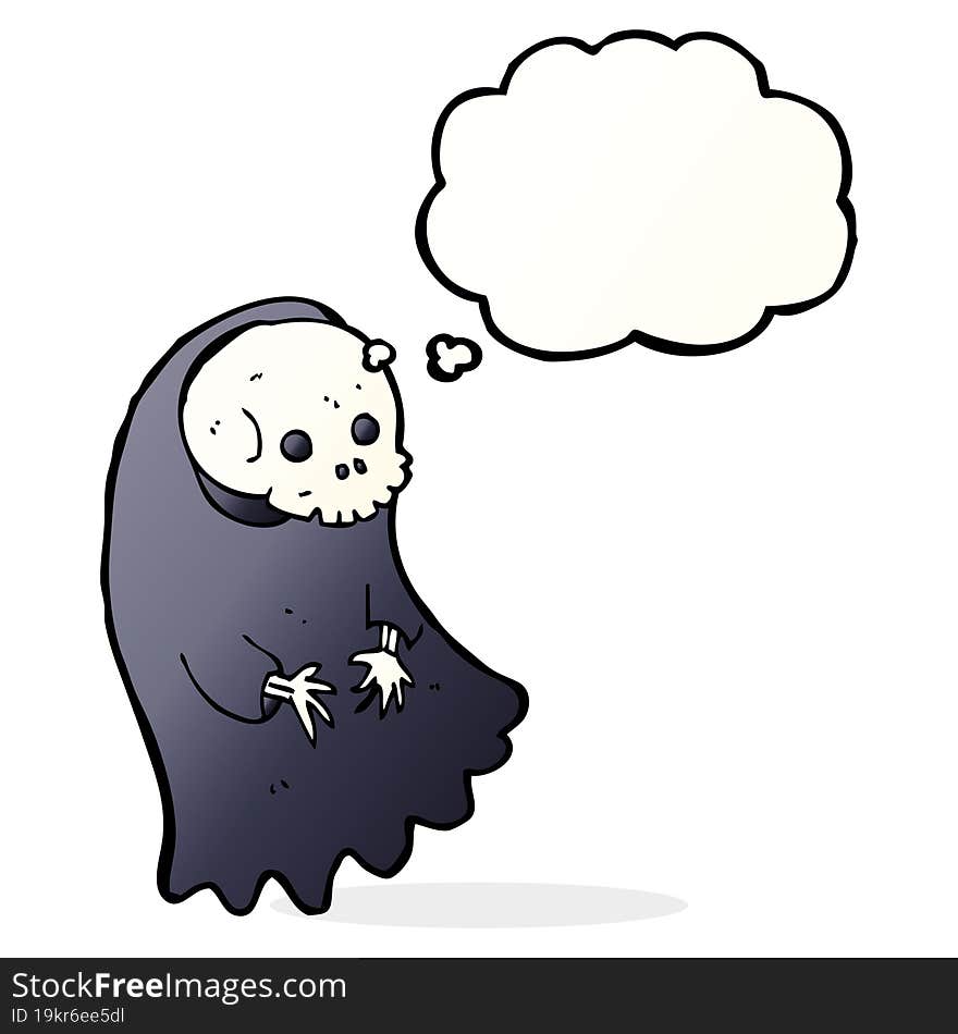 Cartoon Spooky Ghoul With Thought Bubble