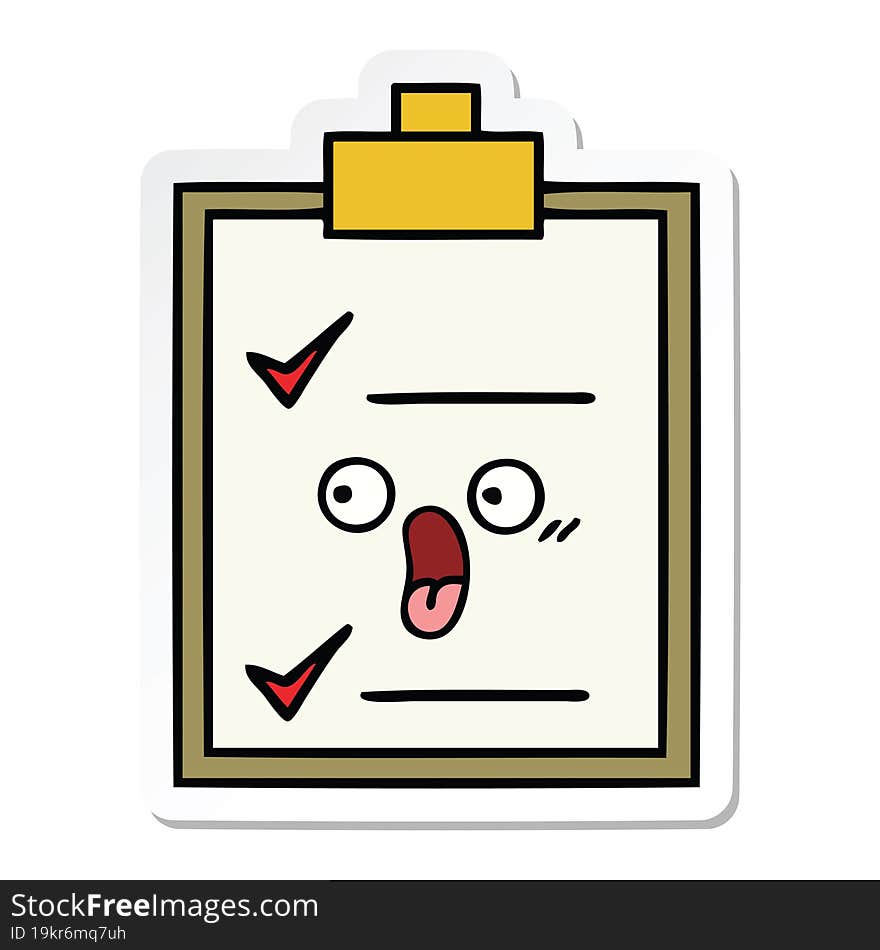 sticker of a cute cartoon check list