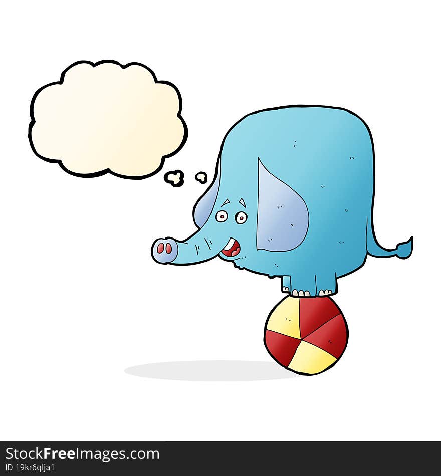 cartoon circus elephant with thought bubble