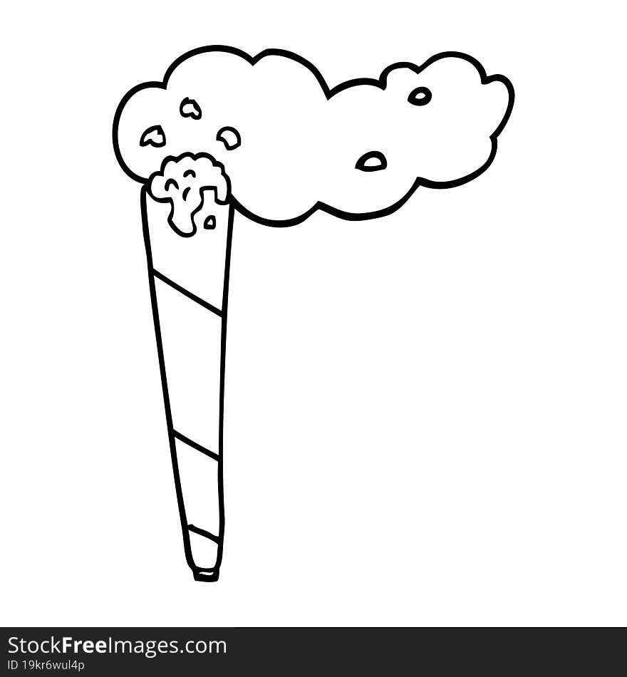 line drawing cartoon marijuana joint